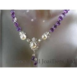 RHJ Genuine Amethyst Neck Simulated Pearl(Comp)#1600211