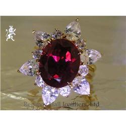 RHJ Synthetic Ruby Ring w/ Cubic Zirconium #1600214