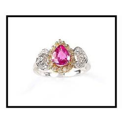 18K White Gold Pink Sapphire Diamond Ring(price#1600224