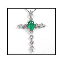 BRILLIANT EMERALD DIAMONDS 18K CROSS #1600227