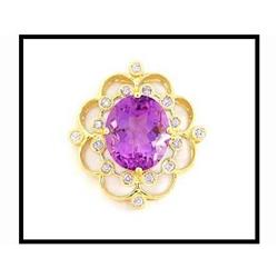 18K Gold Amethyst Diamond Pendant  #1600247