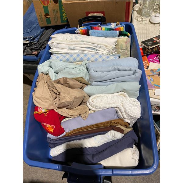 Bin of linens