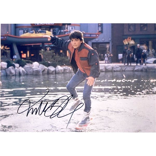 Michael J Fox Autograph Signed Back to Future Photo