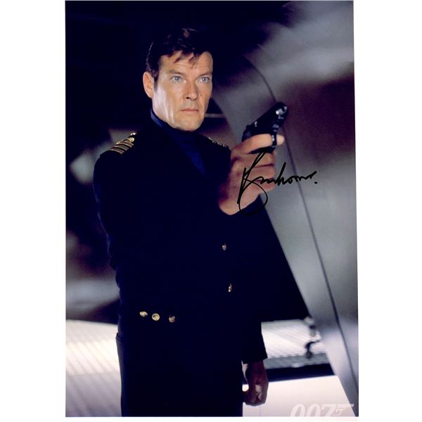 Roger Moore Autograph Signed James Bond 007 Photo