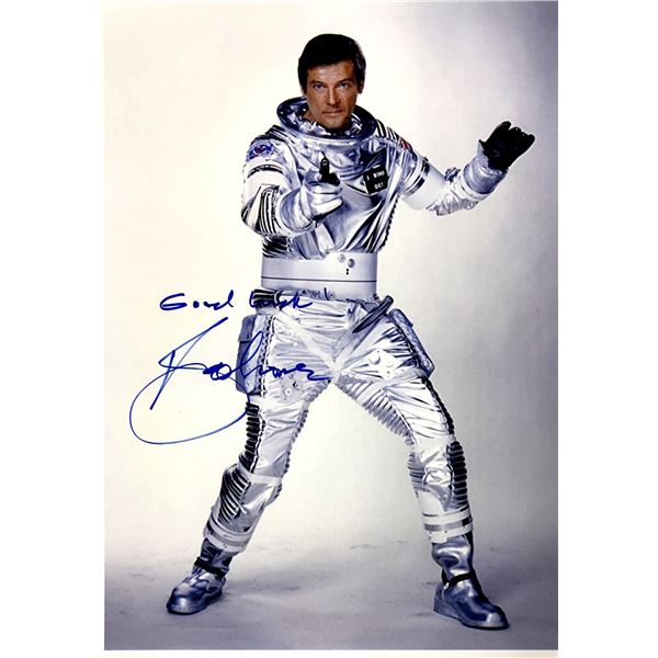 Roger Moore Autograph Signed James Bond 007 Photo