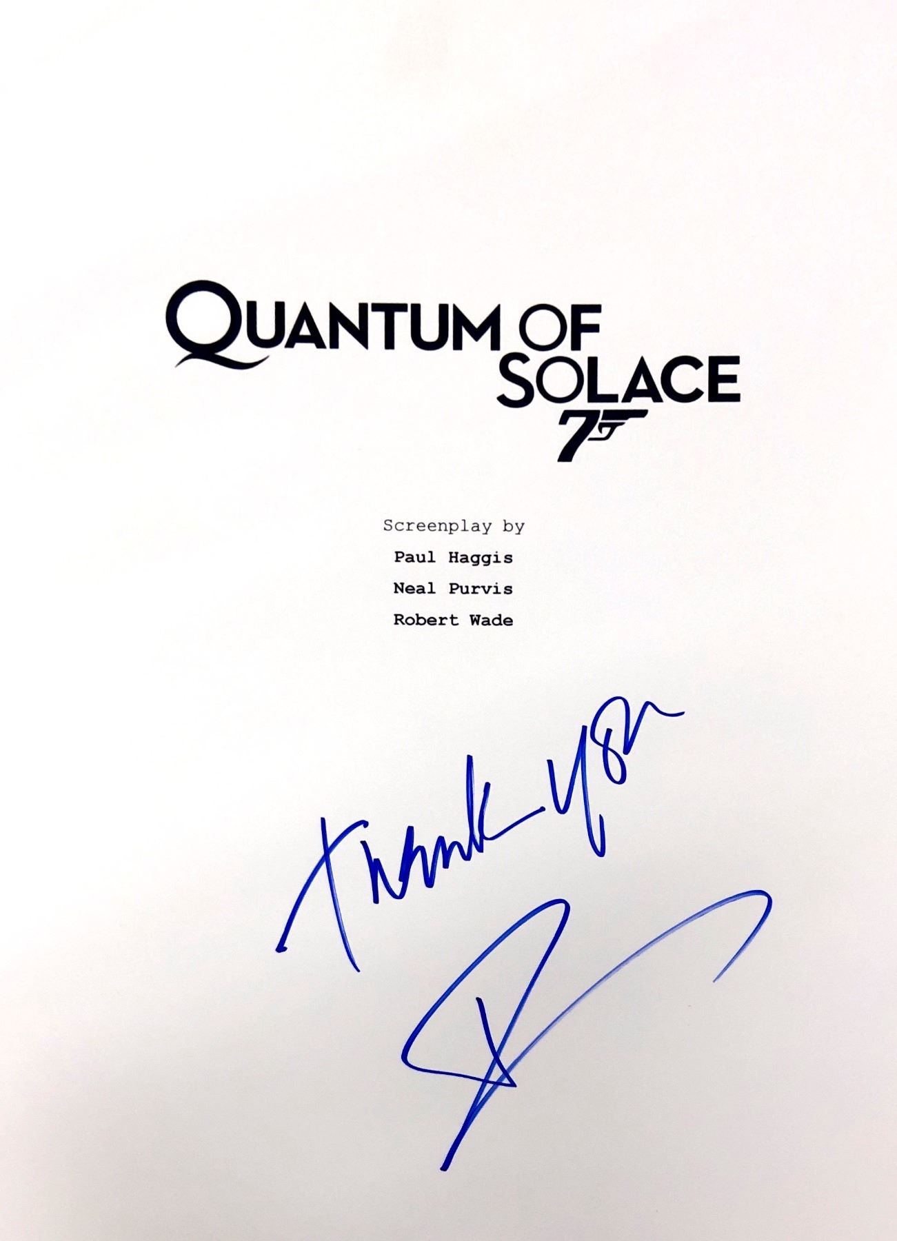 007 Script Daniel Craig Autograph Signed James Bond 007 Script Cover
