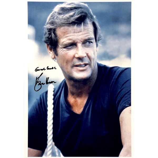 Roger Moore Autograph Signed James Bond 007 Photo