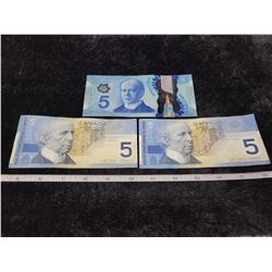 2 2002  & 2013 Canadian Five dollar $5.00 bills