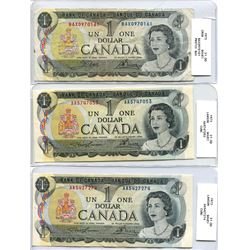 3 1973 One Dollar $1.00 bills AA5427274, AA5747053, Special Prefix BAX0970161