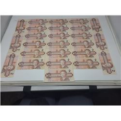 Canadian $2.00 1986 various signatures lot of 25