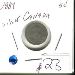 Canadian 5 cent 5¢ 1887 about good