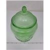 Image 2 : depression glass green bicuit jar no chips or cracks