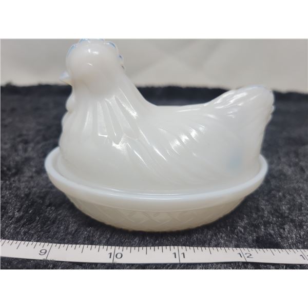 hen on nest medium white no chips or cracks