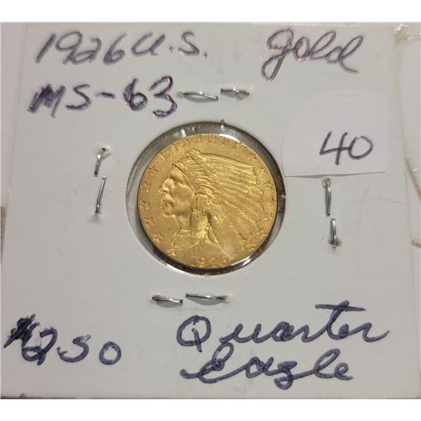 1926 Gold $2.50 quarter eagle MS-63