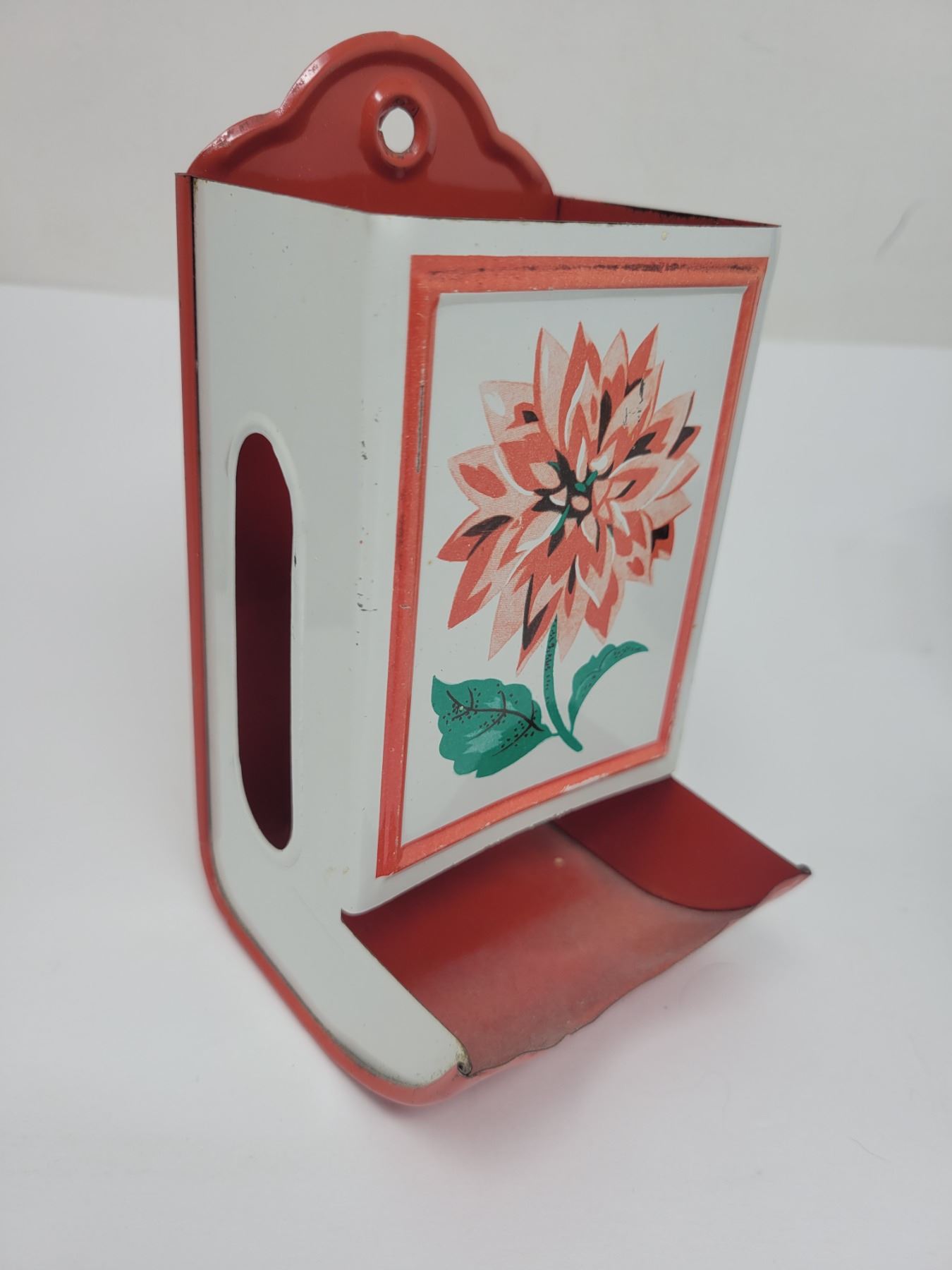 Flower Pattern Red Box match box red white flower pattern excellent condition - Schmalz Auctions