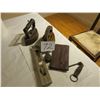 Image 1 : 2 sad irons, trucker wallet, two pulleys