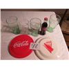 Image 1 : two Coke Coca-Cola frisbees, 4 coke glasses, 2004 Athens Olympic full bottle