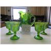 Image 1 : Green carnival pitcher, 4 goblets