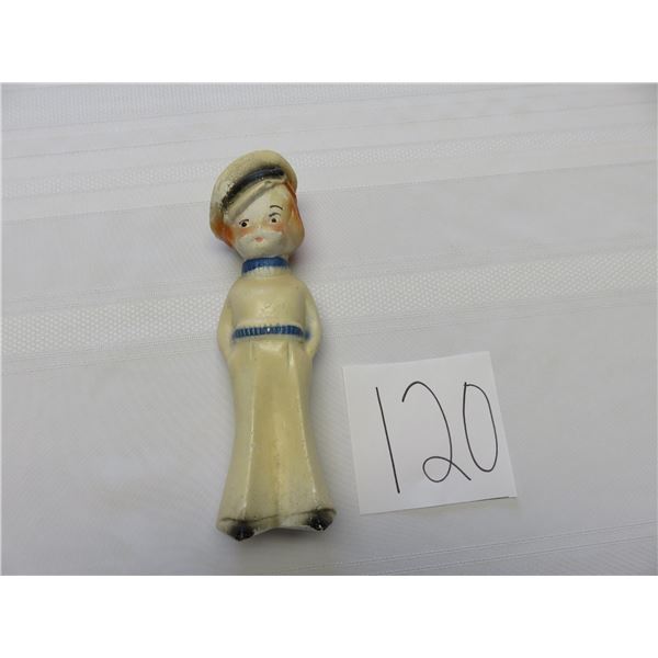 Chalkware sailor, was a prize at Saskatoon fair in the 1940's 10" tall