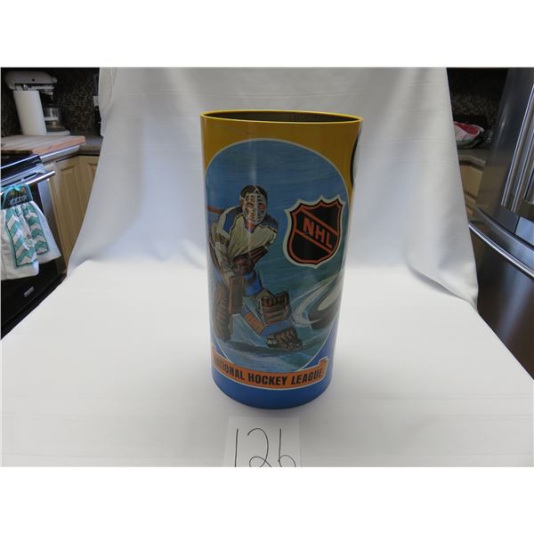 1971 mint 16 X 8.5" NHL wastebasket, old, California seals and Minnesota North Stars 14 teams, uniqu