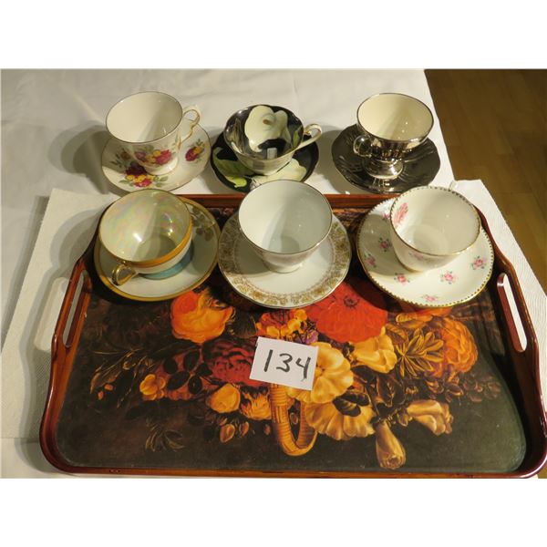 6 cups & saucers - 17 X 12" tray