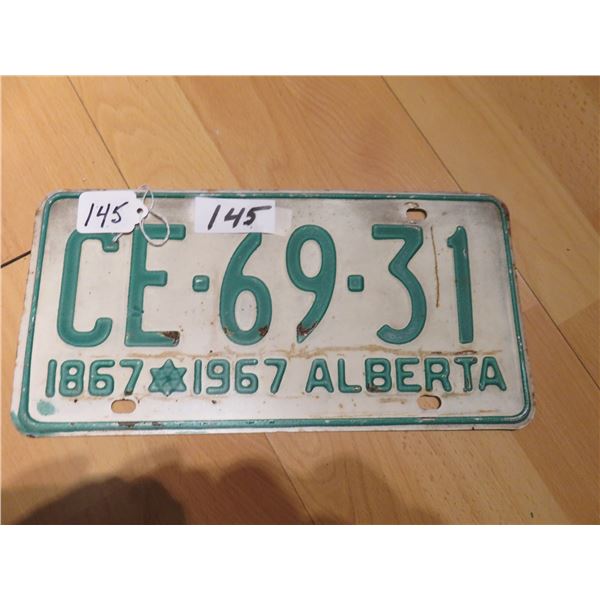 Alberta centennial license plate