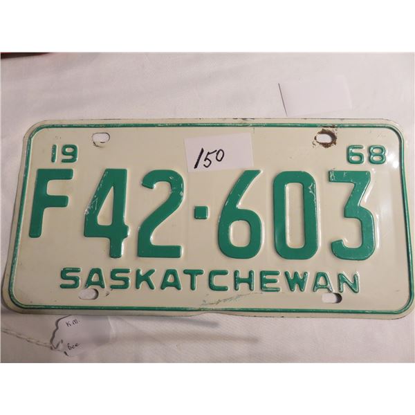 1968 Saskatchewan license plate
