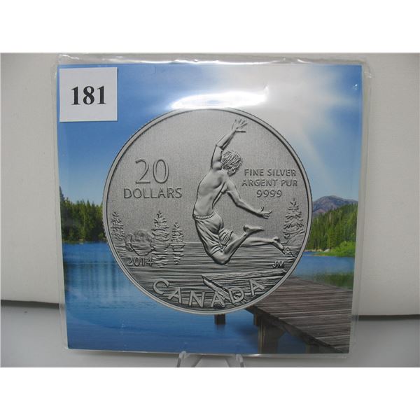 2014 CANADIAN $20 SILVER COIN - .9999 PURE SILVER - SUMMER TIME