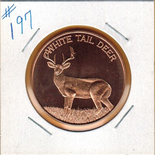 1 OUNCE COPPER  .999 FINE - WHITE TAIL DEER