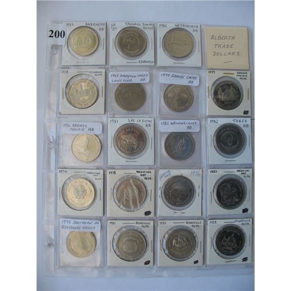 LOT OF 19 DIFFERENT ALBERTA TRADE TOKENS / MEDALLIONS