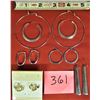 Image 1 : 6 pairs of silver & gold tone pierced ear hoop earrings
