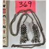 Image 1 : 32" silver tone "Wrap Around" necklace with 2 dangling pendants