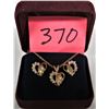 Image 2 : 17" gold plate boxed necklace set with heart & 5 cubic zirconia pendant - matching earrings