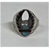 Image 2 : Men's size 11-12 silver plated turqoise & onyx Harley Davidson biker ring