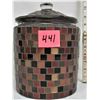 Image 1 : Large 9" customized multi color stained glass container with lid