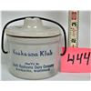 Image 1 : rare 3" vintage Kaukauna klub ceramic/stoneware dairy or cheese crock with lid - Winsconsin Dairy