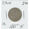 Image 1 : 1881H 25 Cent CDN