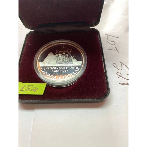 1587-1987 Canada One Dollar Detroit Davis Strait .500 Silver
