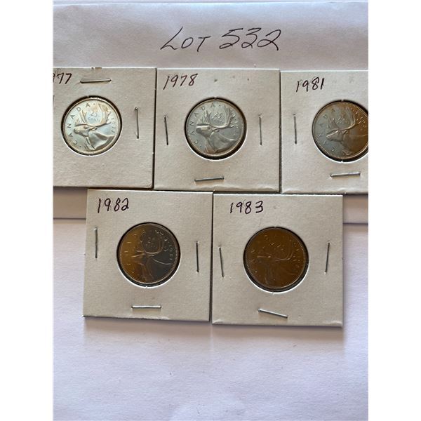 Canada Twenty Five 25 Cent 1977, 78, 81, 82,  &1983