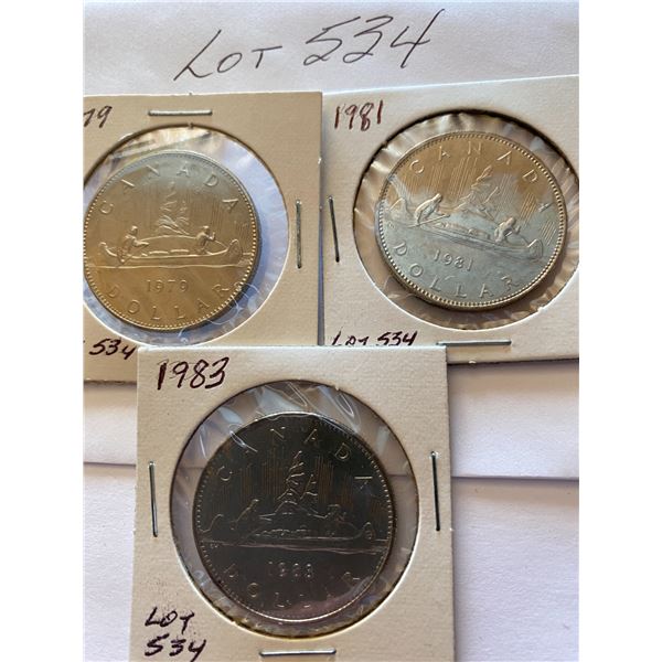 Canada One Dollar $1,  1979, 1981, & 1983