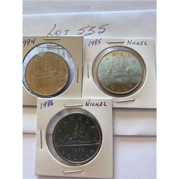 Canada One Dollar $1,  1984, 1985, & 1986