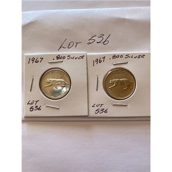 Canada 1867-1967 Twenty Five Cent Piece .800 Silver