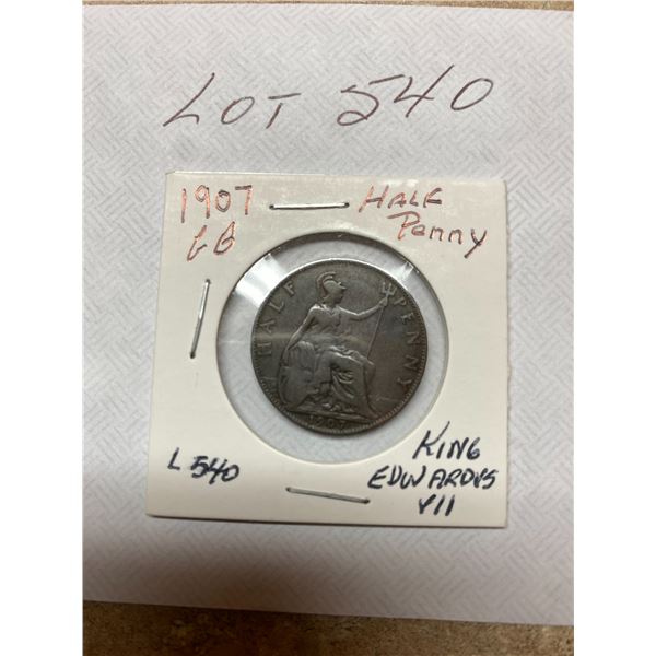 Great Britain 1907 Half Penny King Edwardvs VII