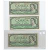Image 1 : 3 1954 Canadian $1 bills