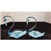 Image 2 : Two Blue Glass Swans