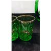Image 4 : Green Cutglass Pitcher and 4 Matching Glasses