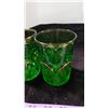 Image 6 : Green Cutglass Pitcher and 4 Matching Glasses