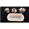 Image 1 : Peach Lustre - Fire King Loaf Pan , Cream / Sugar & Mug