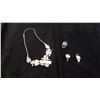 Image 1 : 4 Pc. 1980's White & Silver Neclace , Earrings & Ring