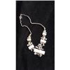 Image 5 : 4 Pc. 1980's White & Silver Neclace , Earrings & Ring